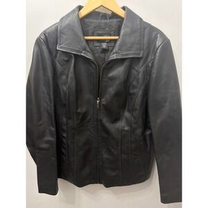 East 5th Women's Gen Leather Jacket Black Full Zip Flattering Princess Seams XL